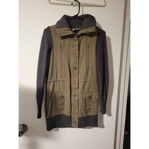 Princess Vera Wang Women‎ Olive Green Knit Sleeve Utility Jacket XS